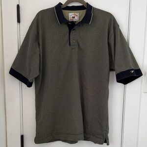 Men's Cutter & Buck Olive Green/ Navy Striped Cotton Polo Shirt